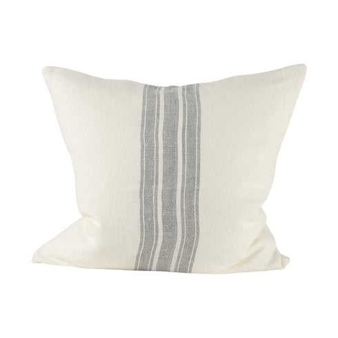 Off White Pillow Cover With Ash Gray Stripes