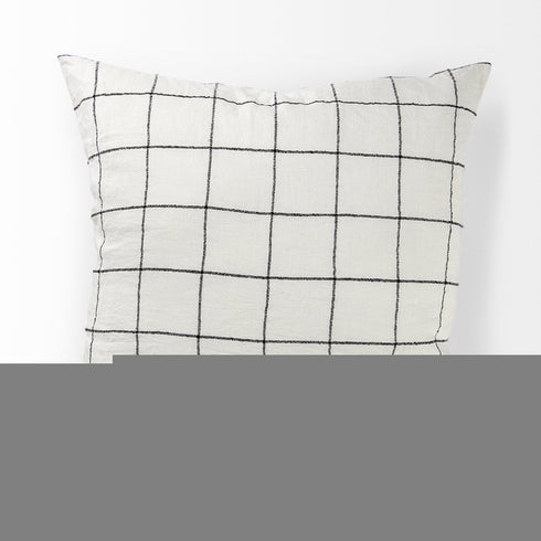 White And Black Grid Square Accent Pillow Cover