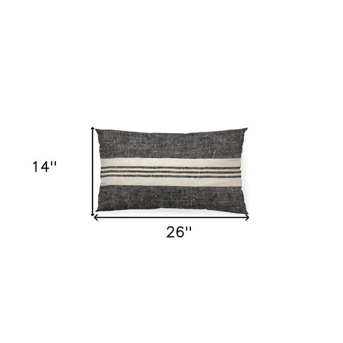 Black And White Striped Lumbar Accent Pillow Cover