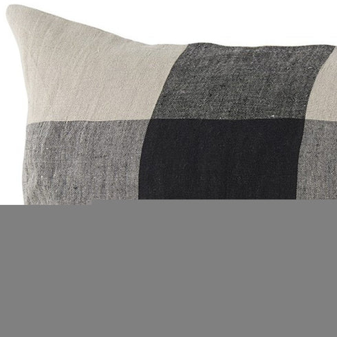 Beige And Black Plaid Pattern Lumbar Throw Pillow Cover