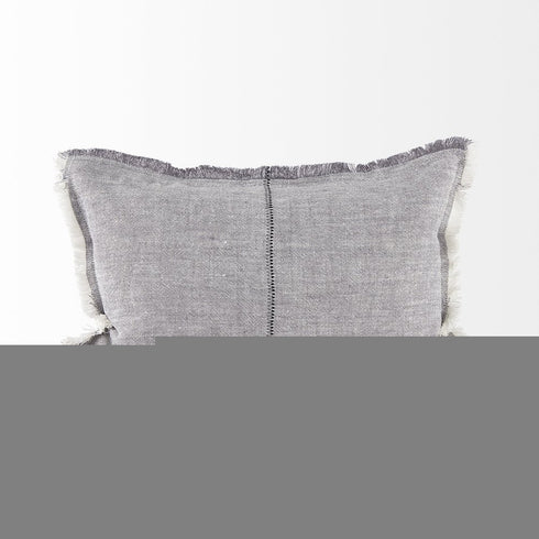 Light Gray Fringed Lumbar Throw Pillow Cover