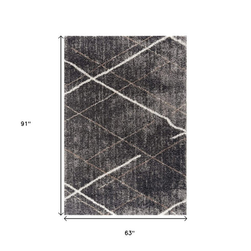 8' X 11' Gray Modern Distressed Lines Area Rug