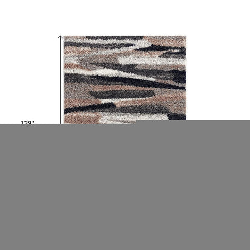 8' X 11' Gray And Black Strokes Area Rug
