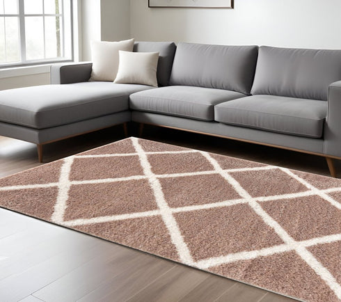 8' X 11' Beige Geometric Area Rug