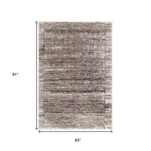 5' X 8' Ivory And Brown Retro Mod Area Rug