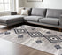 8' X 11' Gray And Navy Boho Chic Area Rug