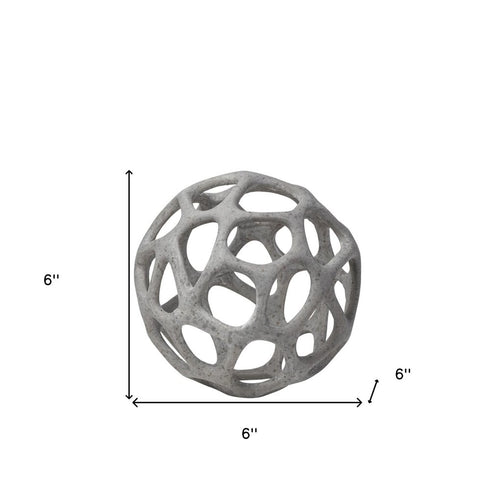 6" Gray Metal Abstract Decorative Orb Tabletop Sculpture