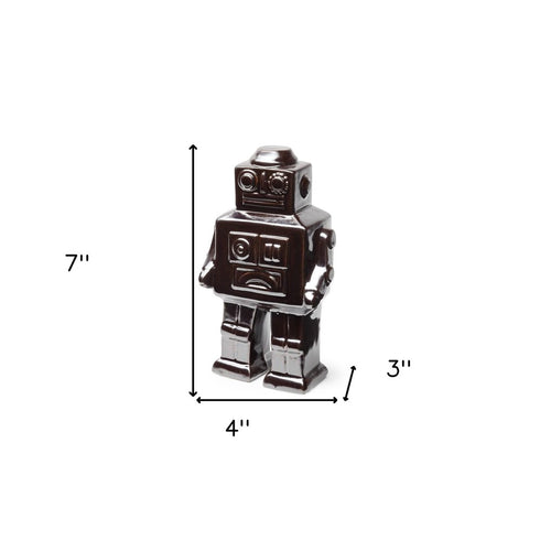 7" Silver Metal Robot Shaped Sculpture
