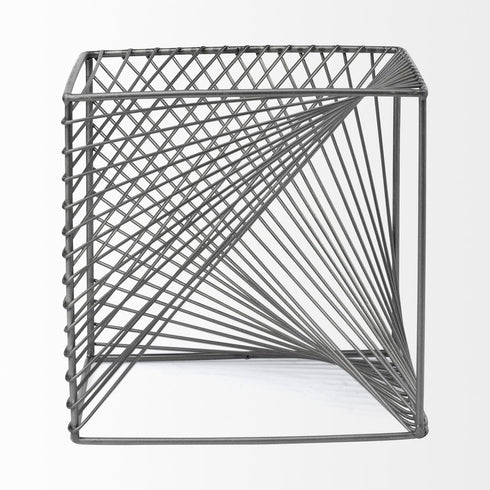 8" Silver Metal Cube Tabletop Sculpture