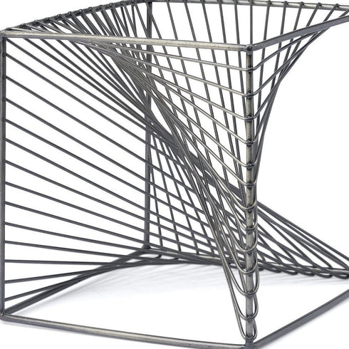 8" Silver Metal Cube Tabletop Sculpture