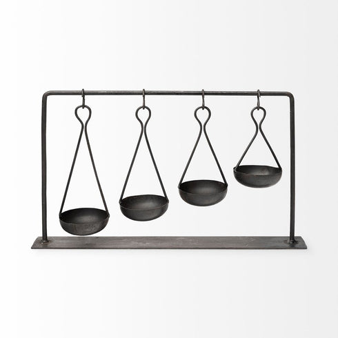 19" Charcoal Metal Vintage Spice Rack Tabletop Sculpture