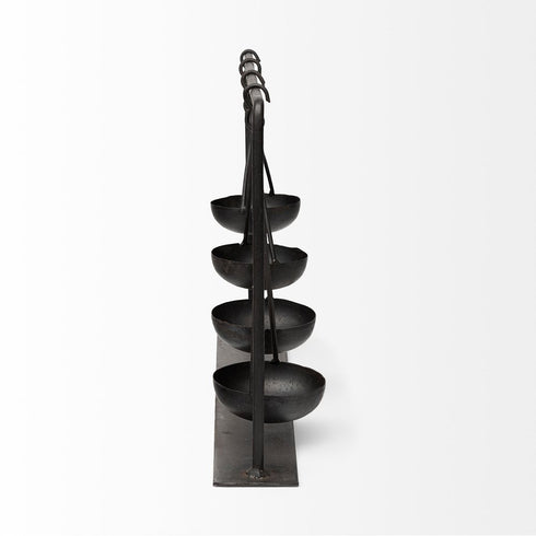 19" Charcoal Metal Vintage Spice Rack Tabletop Sculpture