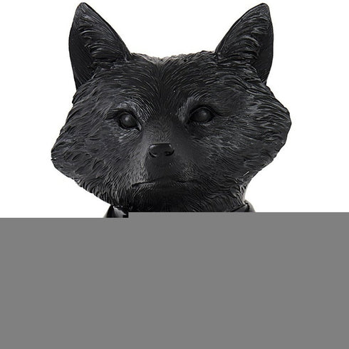 Black Resin Suited Fox Bust Sculpture