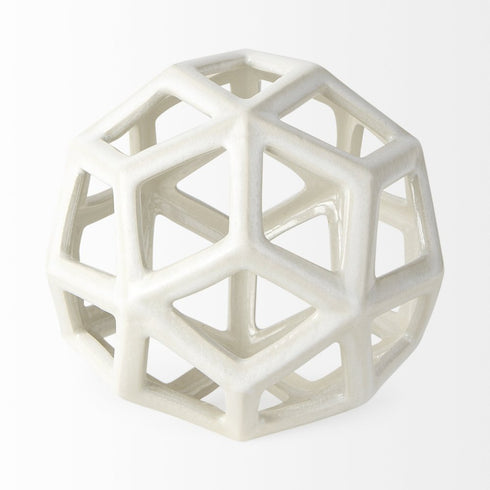 7" White Ceramic Decorative Orb Tabletop Sculpture