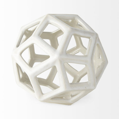 7" White Ceramic Decorative Orb Tabletop Sculpture