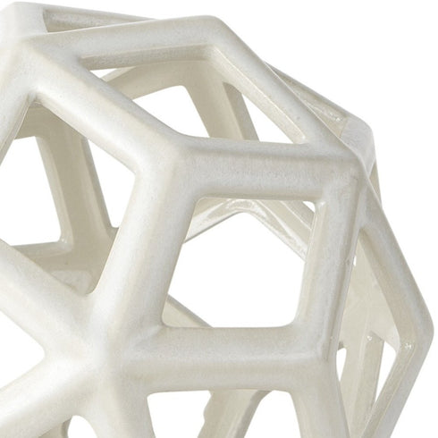 7" White Ceramic Decorative Orb Tabletop Sculpture