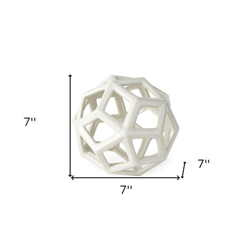 7" White Ceramic Decorative Orb Tabletop Sculpture