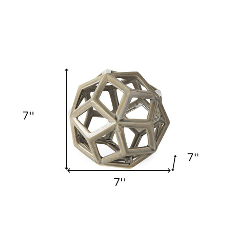 Khaki Crackle Glaze Ceramic Geometric Sculpture