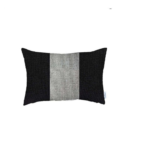 Set of 2 Black and White Lumbar Pillow Covers