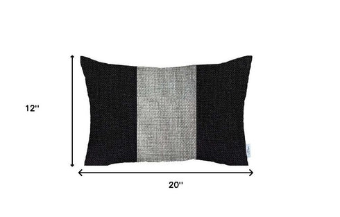 Set of 2 Black and White Lumbar Pillow Covers