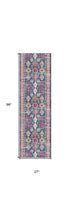 8' X 10' Blue and Ivory Oriental Area Rug