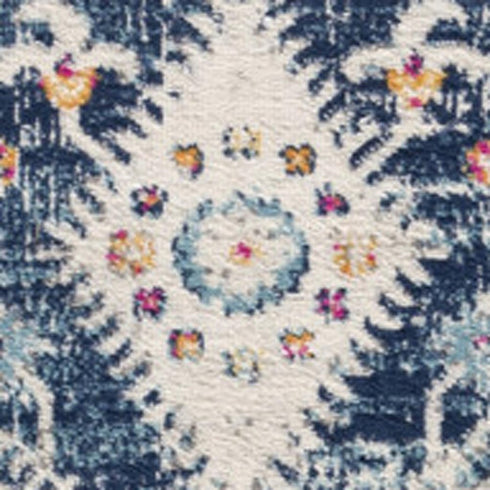 8' X 10' Blue and Ivory Oriental Area Rug