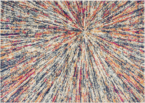 8' X 11' Cream Celestial Burst Abstract Area Rug