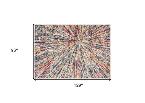 8' X 11' Cream Celestial Burst Abstract Area Rug