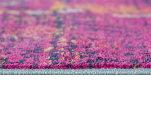 9' X 13' Gray and Magenta Abstract Area Rug