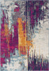 9' X 13' Gray and Magenta Abstract Area Rug