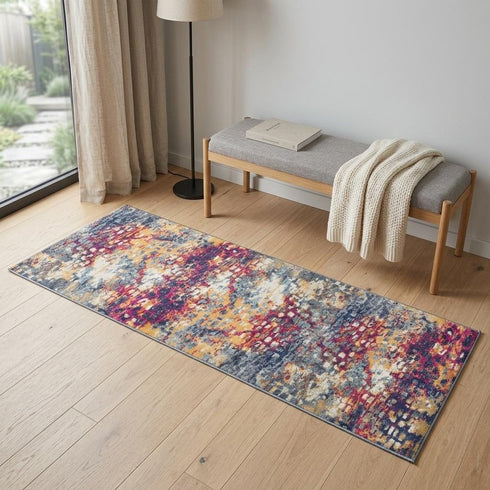 8' X 10' Blue and Ivory Abstract Area Rug