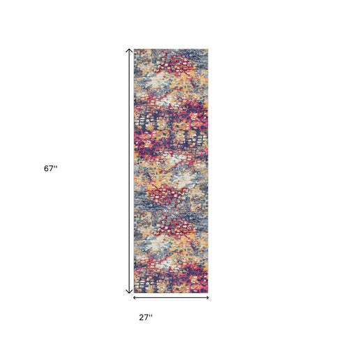 8' X 10' Blue and Ivory Abstract Area Rug