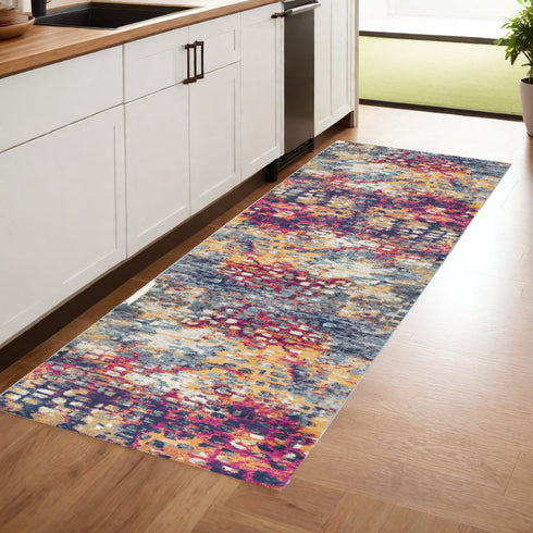 8' X 10' Blue and Ivory Abstract Area Rug