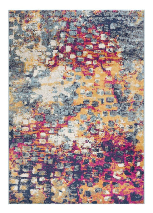 8' X 10' Blue and Ivory Abstract Area Rug