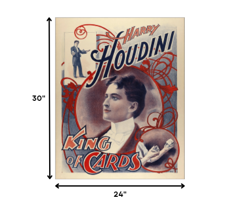 8.5" X 11" Houdini King Of Cards Vintage Magic Poster Wall Art