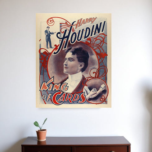8.5" X 11" Houdini King Of Cards Vintage Magic Poster Wall Art