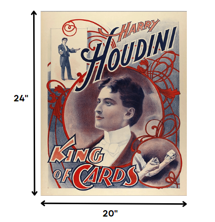 8.5" X 11" Houdini King Of Cards Vintage Magic Poster Wall Art