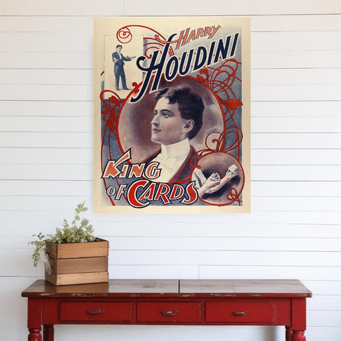8.5" X 11" Houdini King Of Cards Vintage Magic Poster Wall Art