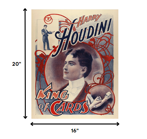 8.5" X 11" Houdini King Of Cards Vintage Magic Poster Wall Art