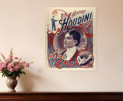 8.5" X 11" Houdini King Of Cards Vintage Magic Poster Wall Art