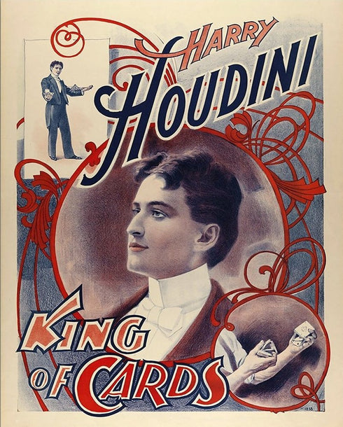 8.5" X 11" Houdini King Of Cards Vintage Magic Poster Wall Art
