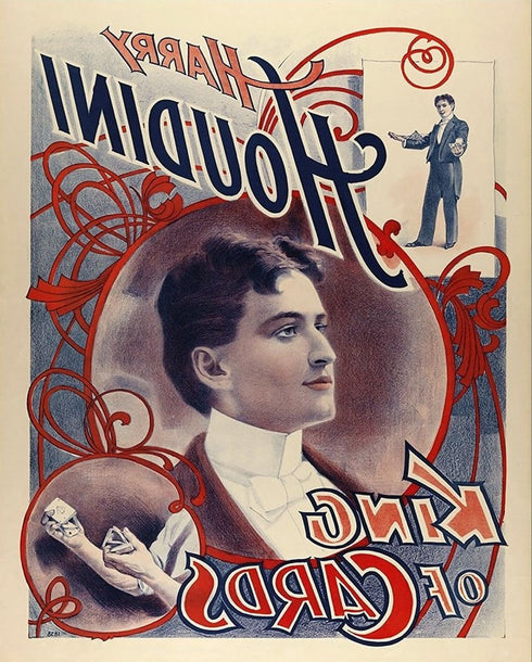8.5" X 11" Houdini King Of Cards Vintage Magic Poster Wall Art