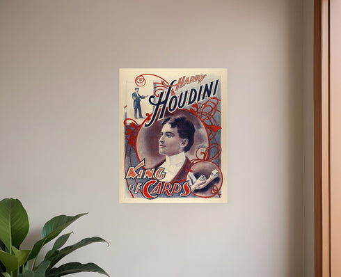 8.5" X 11" Houdini King Of Cards Vintage Magic Poster Wall Art