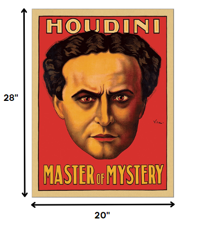 8.5" X 11" Houdini Master Of Mystery Vintage Magic Poster Wall Art