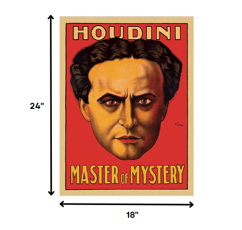 8.5" X 11" Houdini Master Of Mystery Vintage Magic Poster Wall Art