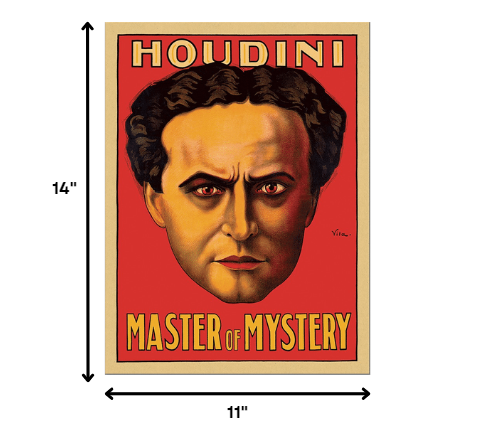 8.5" X 11" Houdini Master Of Mystery Vintage Magic Poster Wall Art