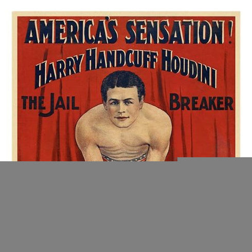 36" X 54" Houdini In Handcuffs Vintage Magic Poster Wall Art