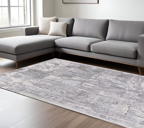 8' X 10' Blue Abstract Power Loom Area Rug