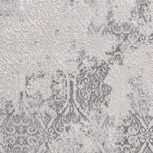 8' X 11' Cream And Gray Tinted Ogee Pattern Area Rug