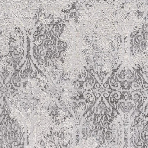 8' X 11' Cream And Gray Tinted Ogee Pattern Area Rug
